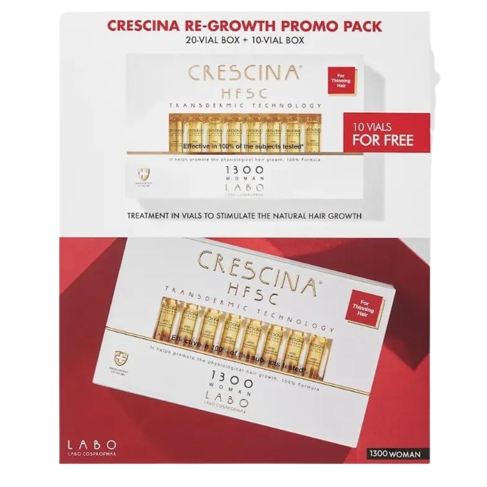 CRESCINA TRANSDERMIC ampulas matu augšanai sievietēm, intensitāte 1300, N20 + N10