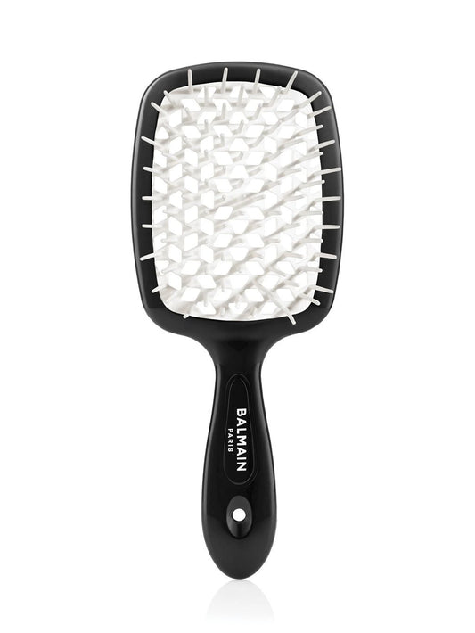 Balmain Hair Detangling Brush Black with White - matu suka ar elastīgiem sariem matu atšķetināšanai