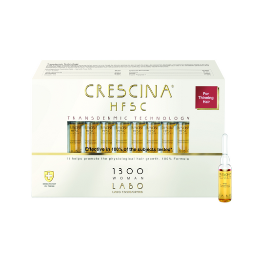 CRESCINA TRANSDERMIC ampulas matu augšanai sievietēm, intensitāte 1300, N20 + N10