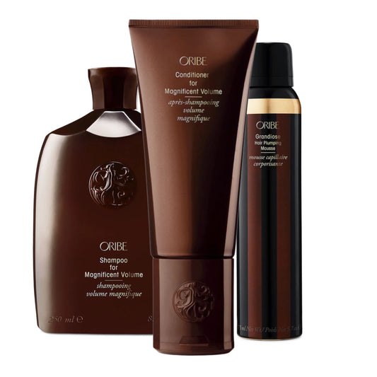 Oribe Magnificent Volume and Grandiose Hair Plumping Set - apjomu piešķirošs matu komplekts plāniem un vidēji plāniem matiem