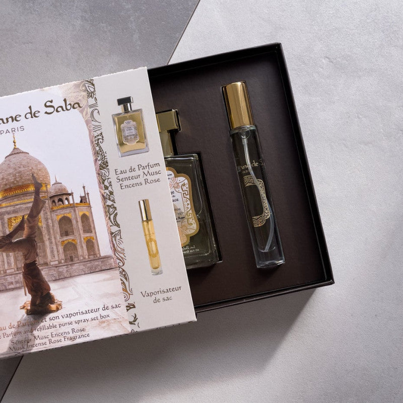 COFFRET DE PARFUM ET VAPO VOYAGE SUR LA ROUTE DU TAJ PALACE - MUSC ENCES ROSE