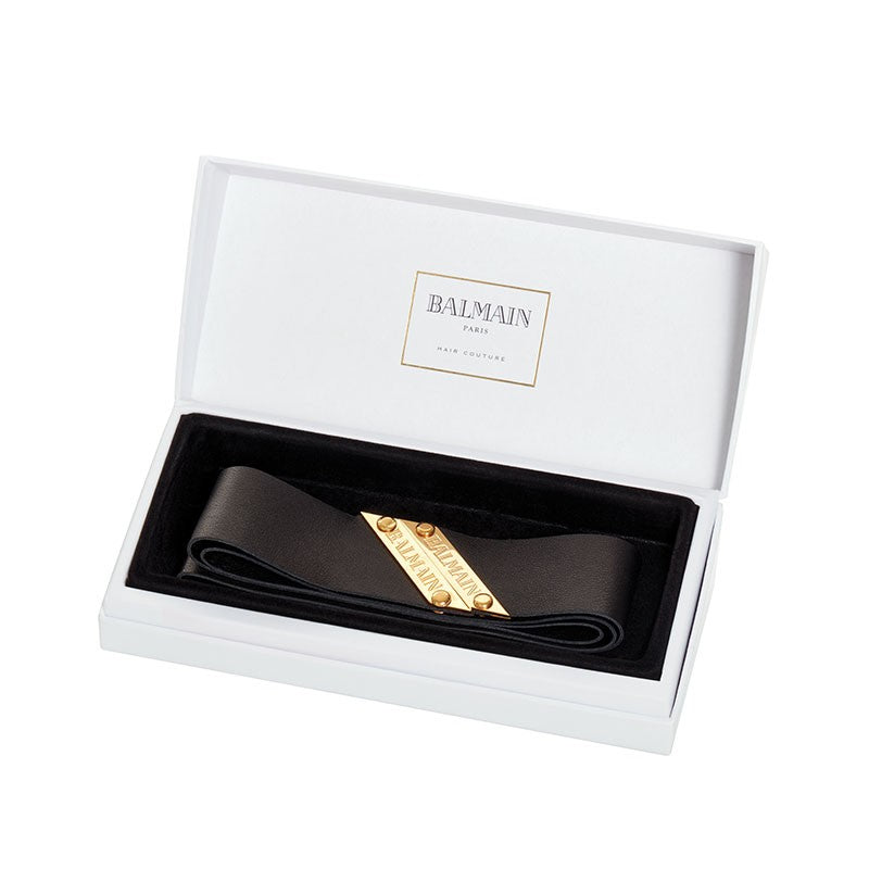 BALMAIN Ādas Matu Lenta – Melna BALMAIN HAIR / Genuine Leather Headband Black