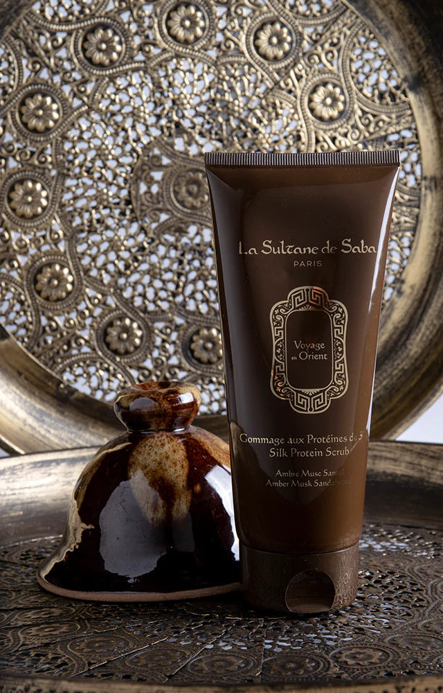 Silk Protein Scrub  Amber Musk Sandalwood Fragrance 200 g